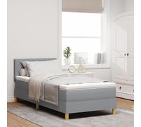 Vidaxl Lit Box Spring Avec Matelas & Led Gris Clair 90x200 Cm En Tissu