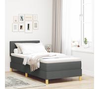 Vidaxl Lit Box Spring Avec Matelas & Led Gris Foncé 100x200 Cm Tissu