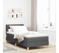 vidaXL Lit Box Spring avec Matelas & LED Gris foncé 100x200 cm Tissu