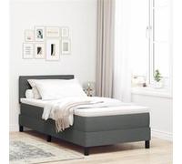 vidaXL Lit Box Spring avec Matelas & LED Gris Foncé 100x200 cm Tissu 3342108 G