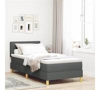 vidaXL Lit Box Spring avec matelas & LED gris foncé 100x200 cm Tissu 3342416 G