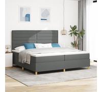 Vidaxl Lit Box Spring Avec Matelas & Led Gris Foncé 200x200 Cm Tissu