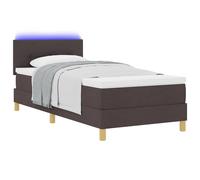 Vidaxl Lit Box Spring Avec Matelas & Led Marron Foncé 100x200 Cm Tissu