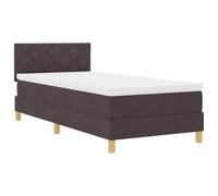 vidaXL Lit Box Spring avec Matelas & LED Marron foncé 100X200 cm Tissu Design Moderne pour Chambre d'adulte Mousse Confortable et Cadre en Bois Robuste Meuble 100 x 200 Topper léger Motif géométrique