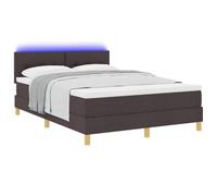 vidaXL Lit Box Spring avec Matelas & LED Marron Foncé 160x200 cm Tissu
