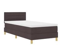 vidaXL Lit Box Spring avec Matelas & LED Marron Foncé 90x200 cm Tissu