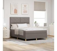 vidaXL Lit Box Spring avec Matelas & LED Taupe 140x190 cm Tissu