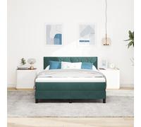 vidaXL Lit Box Spring avec Matelas & LED Vert Foncé 140x190 cm Velours