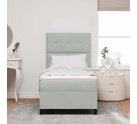 vidaXL Lit Box Spring avec Matelas & Lumière LED Gris Clair 100x200 cm Velours