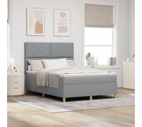 Vidaxl Lit Box Spring Avec Matelas & Lumière Led Gris Clair 140x200 Cm Tissu