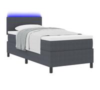 vidaXL Lit Box Spring avec Matelas & Lumière LED Gris Foncé 90x200 cm Tissu Côtelé 3337584 G