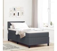 vidaXL Lit Box Spring avec Matelas & Lumière LED Gris Foncé 90x200 cm Tissu Côtelé 3337584 G