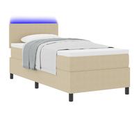 vidaXL Lit Box Spring avec Matelas & Lumière LED Vert Gris 100x200 cm Tissu en Velours Côtelé
