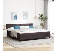 vidaXL Lit Box Spring avec Matelas Marron Foncé 200x200 cm en Tissu