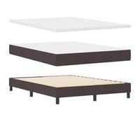 vidaXL Lit Box Spring avec Matelas Marron foncé de 140 x 200 cm, en Tissu et Mousse Multi-Zone. Cadre en Bois, tête de lit fixée au Mur, et revêtement Doux pour la Peau, Parfait pour Un Usage intérie