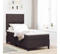 vidaXL Lit Box Spring avec Matelas Tissu Marron Foncé 90X190 cm Moderne Rembourré pour Chambre Intérieure Utilisation Adulte Solution de Sommeil Mobilier en Bois Stylé Confortable