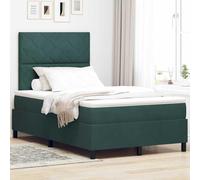 vidaXL Lit Box Spring avec Matelas Vert foncé 120x200 cm en Velours