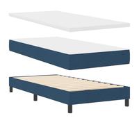 vidaXL Lit Box Spring avec Tête de Lit Réglable, Bleu, 100 x 200 cm, Tissu Design Moderne, Housse Amovible, Durabilité, Mousse Haute Densité, Mobilier de Chambre à Coucher, Ensemble Matelas Lit Multi