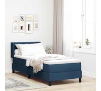vidaXL Lit Box Spring avec tête de lit réglable, Bleu, 80 x 200 cm, Tissu Design Moderne, Matelas intégré en Mousse Haute densité, Set de Chambre à Coucher, Cadre de Sommeil Multi-Zone