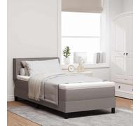 vidaXL Lit Box Spring avec tête de lit réglable en Taupe, 90 x 190 cm, Tissu au Design Moderne, Housse Amovible, Mousse Haute densité. Idéal pour la Chambre, Matelas Inclus, Cadre Multi Zones.