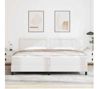 vidaXL Lit box spring avec un matelas blanc de 200 x 200 cm en simili cuir. Son design est moderne, avec une housse amovible 3339065