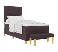 vidaXL Lit Box Spring Brun Foncé avec Matelas & Banc 80X200 cm Tissu Rembourré Design de Soutien Idéal pour Espace de Chambre Mobilier Surmatelas Contemporain Résistant aux Taches Ensemble Qualité