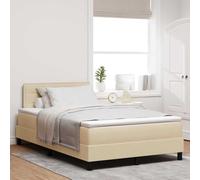 vidaXL Lit Box Spring Contemporain avec Matelas & Éclairage LED 120X200 cm Tissu Beige Literie Confortable pour Chambre Housse Zippée Protecteur Alèse Surmatelas Matelas à Ressorts