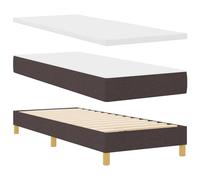 vidaXL Lit Box Spring Marron foncé 80 x 200 cm, Housses Amovibles, tête de lit réglable, Matelas mi-Ferme, Topper en Mousse, Pieds en Bois carrés, Ensemble Moderne pour la Chambre.