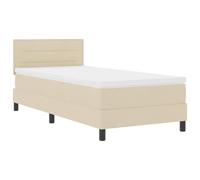vidaXL Lit Box Spring Moderne avec Matelas et Bande LED Beige/Marron Tissu 90 X 200 cm Meuble Adulte Assemblage Simple Design Confortable Protection de Chambre Surmatelas Matelas à Ressorts ensachés