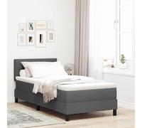 vidaXL Lit Box Spring Moderne avec Matelas et LED Couleur Gris Tissu 100X200 cm pour Adultes mobilier de Chambre Cadre Ensemble lit Simple Compact Repos