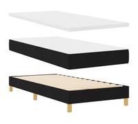 vidaXL Lit Box Spring Noir 100 x 200 cm avec Une tête de lit réglable et capitonnée, Matelas Confort Moyen, Style Moderne, revêtement en Tissu Doux pour la Peau, Housse Amovible et Lavable. C'est Un