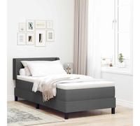 vidaXL Lit boxspring avec Matelas avec Matelas Gris foncé 90 x 200 cm, Chambre Chic, lit Moderne en Tissu, sommier Robuste, tête de lit Ajustable, Matelas Multi-Zones Confortable