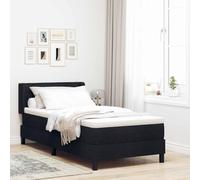 vidaXL Lit Box Spring avec Matelas en Tissu Noir et Mousse 90 x 200 cm. Cadre Moderne, Soutien Multi Zone, tête de lit Murale en Bois d'ingénierie, Jambes en Bois. Design élégant et Minimaliste, Parf