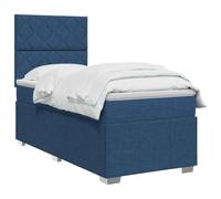 vidaXL Lit boxspring avec Matelas Bleu 100 x 200 cm Tissu, Chambre, Lit Moderne, Sommier à Ressorts, Mousse Réglable, Solution Confortable, Matelas Isolant des mouvements
