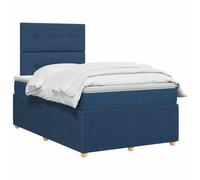 vidaXL Lit boxspring avec Matelas Bleu 120 x 190 cm Tissu, Chambre Moderne, lit rembourré, tête de lit réglable, mobilier Pratique, Matelas à Ressorts, Base à Lattes Confortable