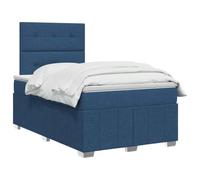 vidaXL Lit boxspring avec Matelas Bleu 120 x 200 cm Tissu, Chambre, Lit Moderne, Sommier à Ressorts, Mousse Réglable, Solution Confortable, Matelas Isolant des mouvements