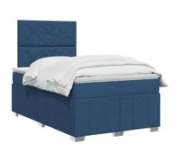vidaXL Lit boxspring avec Matelas Bleu 120 x 200 cm Tissu, Chambre, Lit Moderne, Sommier à Ressorts, Mousse Réglable, Solution Confortable, Matelas Isolant des mouvements
