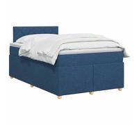 vidaXL Lit boxspring avec Matelas Bleu 120 x 200 cm Tissu, Lit de Chambre, Cadre Box Moderne avec tête réglable, Matelas Ferme, mobilier Soutien pour Un Sommeil paisible