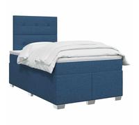 vidaXL Lit boxspring avec Matelas Bleu 120 x 200 cm Tissu, Mobilier de Chambre, lit Moderne, sommier, Cadre Ajustable, Confort de Sommeil, Installation intérieure à la Maison