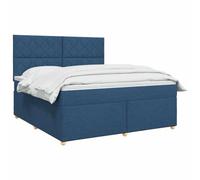 vidaXL Lit boxspring avec Matelas Bleu 140 x 200 cm Tissu