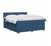 vidaXL Lit boxspring avec Matelas Bleu 140 x 200 cm Tissu