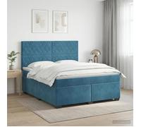vidaXL Lit boxspring avec matelas Bleu 140 x 200 cm Velours 3453654