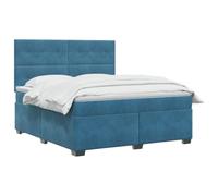 vidaXL Lit boxspring avec Matelas Bleu 140 x 200 cm Velours, Chambre, lit Tendance, Velours, tête de lit Ajustable, Matelas Ferme, Sommeil réparateur, idées déco
