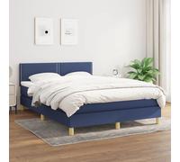vidaXL Lit boxspring avec matelas bleu 140x190 cm Tissu