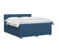 vidaXL Lit boxspring avec Matelas Bleu 180 x 200 cm Tissu, Chambre, Lit Box Spring Moderne, Surface de Sommeil, Tête réglable, Cadre Fonctionnel, Soutien Matelas Cozy
