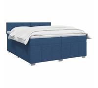 vidaXL Lit boxspring avec Matelas Bleu 200 x 200 cm Tissu, Boxspring Moderne, tête de lit réglable, Matelas Ferme, Sommeil Confortable, Meuble déco stylé