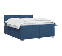 vidaXL Lit boxspring avec Matelas Bleu 200 x 200 cm Tissu, Chambre, Lit Box Spring Moderne, Surface de Sommeil, Tête réglable, Cadre Fonctionnel, Soutien Matelas Cozy