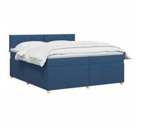 vidaXL Lit boxspring avec Matelas Bleu 200 x 200 cm Tissu, Lit de Chambre, Cadre Box Moderne avec tête réglable, Matelas Ferme, mobilier Soutien pour Un Sommeil paisible