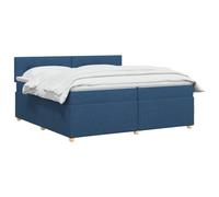 vidaXL Lit boxspring avec Matelas Bleu 200 x 200 cm Tissu, Lit de Chambre, Cadre Box Moderne avec tête réglable, Matelas Ferme, mobilier Soutien pour Un Sommeil paisible