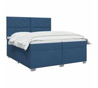 vidaXL Lit boxspring avec Matelas Bleu 200 x 200 cm Tissu, Mobilier de Chambre, lit Moderne, sommier, Cadre Ajustable, Confort de Sommeil, Installation intérieure à la Maison